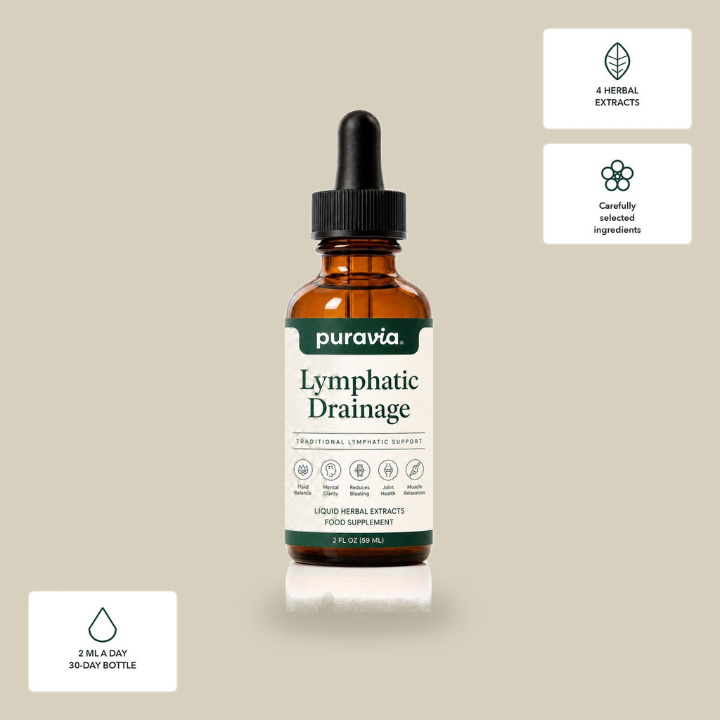 Puravia Lymphatic Drainage — 4 herbal extracts, carefully selected ingredients, 30-day bottle